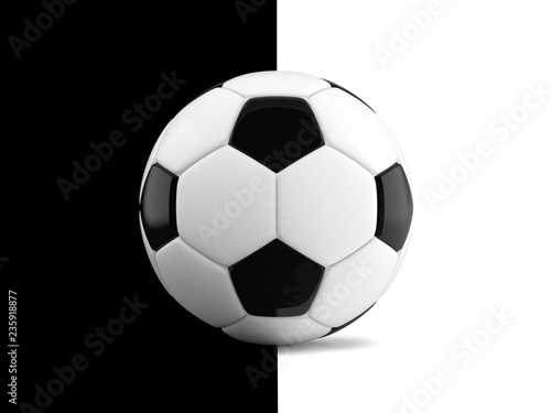 Soccer ball on black and white background