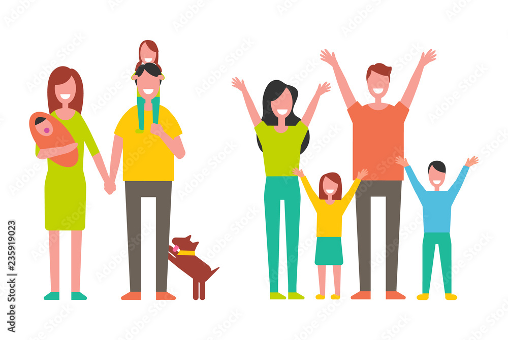 Family Father and Mother Kids Vector Illustration Family Father and Mother Kids Vector Illustration