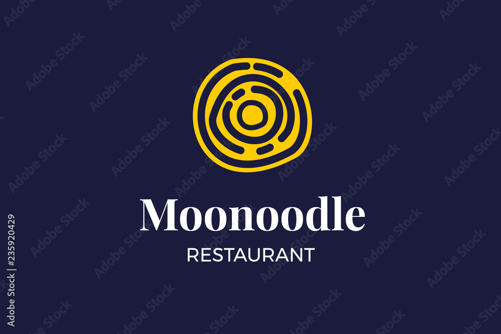 Linear logo moon ramen taste of asian noodle design inspirations. Vector logo design template
