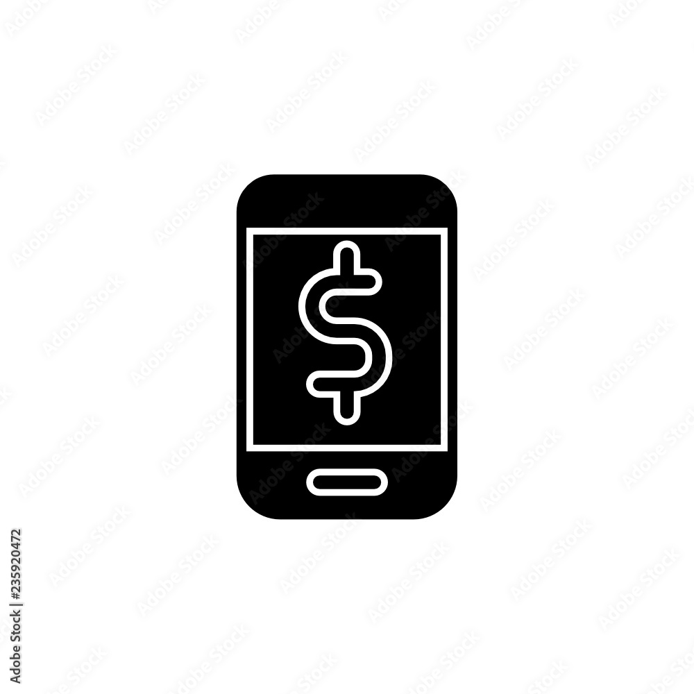 mobile banking icon vector glyph style mobile banking icon vector glyph style