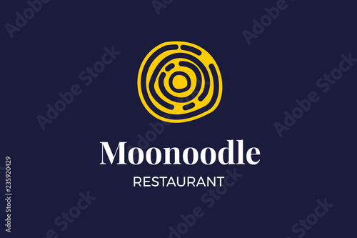 Linear logo moon ramen taste of asian noodle design inspirations. Vector logo design template