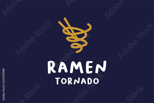Linear logo ramen tornado taste of asian noodle design inspirations. Vector logo design template