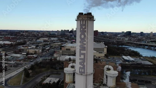 Aerial of Baltimore, Maryland's Cityscape and Surrounding Views of the Bay