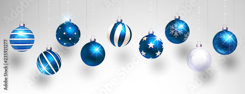 Christmas Blue Balls. Vector