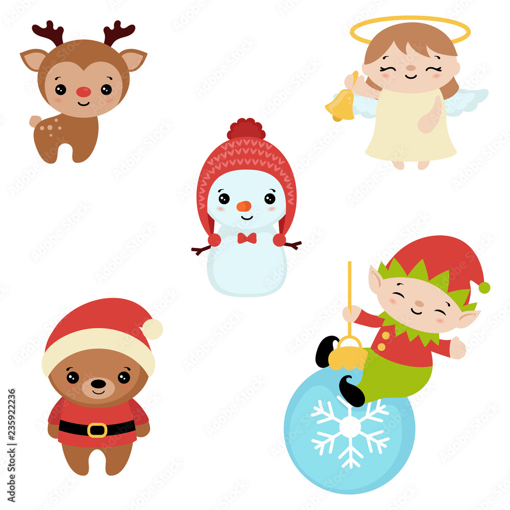 Set of christmas characters. Set of christmas characters.