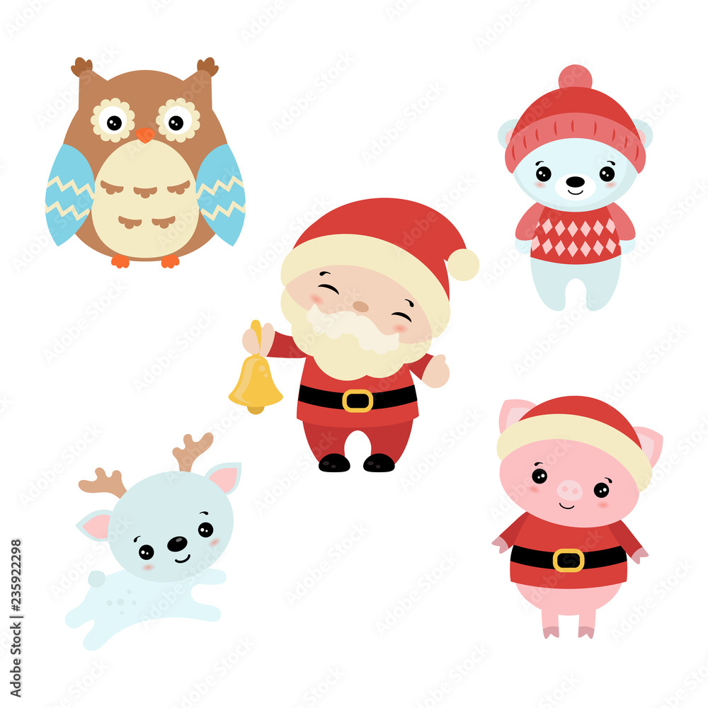 Set of christmas characters. Set of christmas characters.