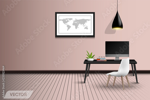 Working table desktop interior design and decorative, Vector, Illustration