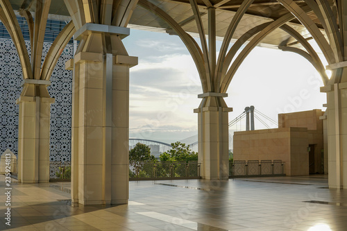 Interior and exterior design of Sultan Mizan Zainal Abidin Mosque. The mosque also known as Iron Mosque is the second principal mosque in Putrajaya, Malaysia. photo