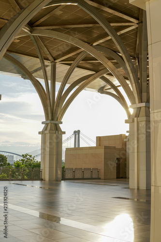 Interior and exterior design of Sultan Mizan Zainal Abidin Mosque. The mosque also known as Iron Mosque is the second principal mosque in Putrajaya, Malaysia. photo