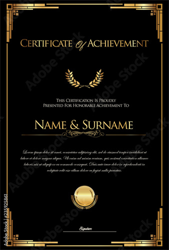 Certificate or diploma retro vintage template