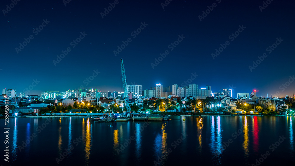 Riverside view of Ho Chi Minh City, Vietnam