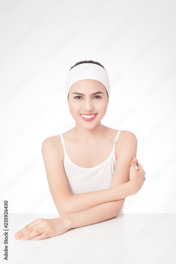 Portrait of beautiful woman in studio, skin care Portrait of beautiful woman in studio, skin care