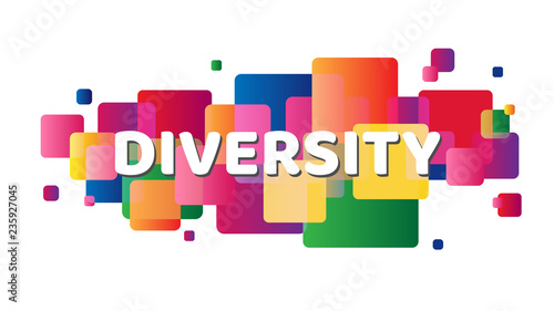 Diversity letters banner on colorful squares. Designed for web, mobile apps and prints.