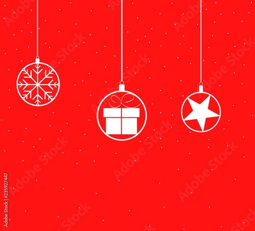 Christmas balls on a red background