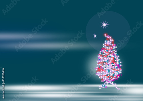 sapin de noël coloré,sur fond bleu,festivité