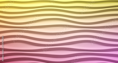 Multicolor Wavy background. Interior wall decoration. 3D illustration. Abstract waves.