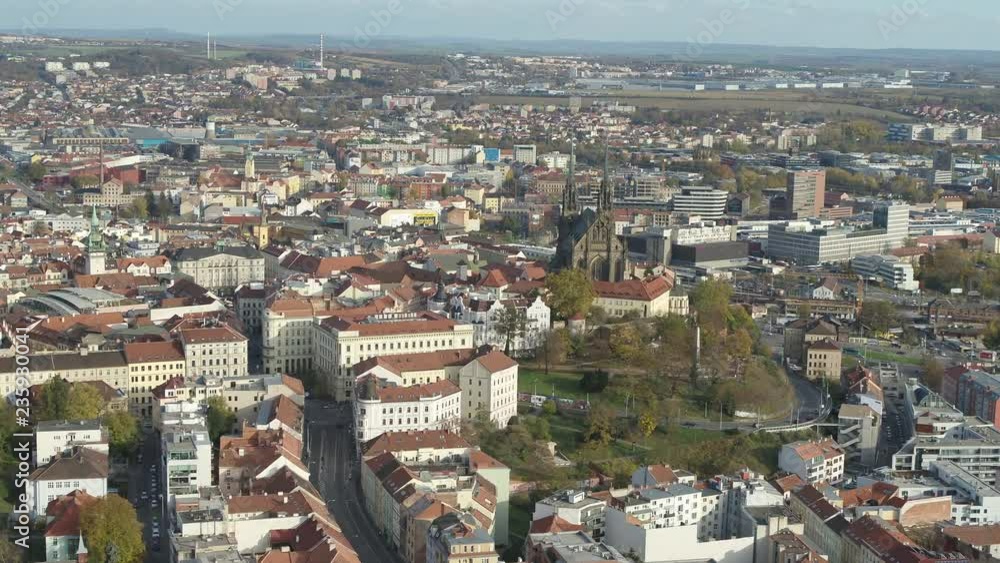 Drone aerial 4k Brno Bruenn Cathedral of St. Peter and Paul Drone aerial 4k Brno Bruenn Cathedral of St. Peter and Paul