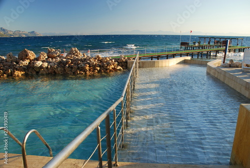 Touristic resort pool view. Kemer. Antalya province. Turkey