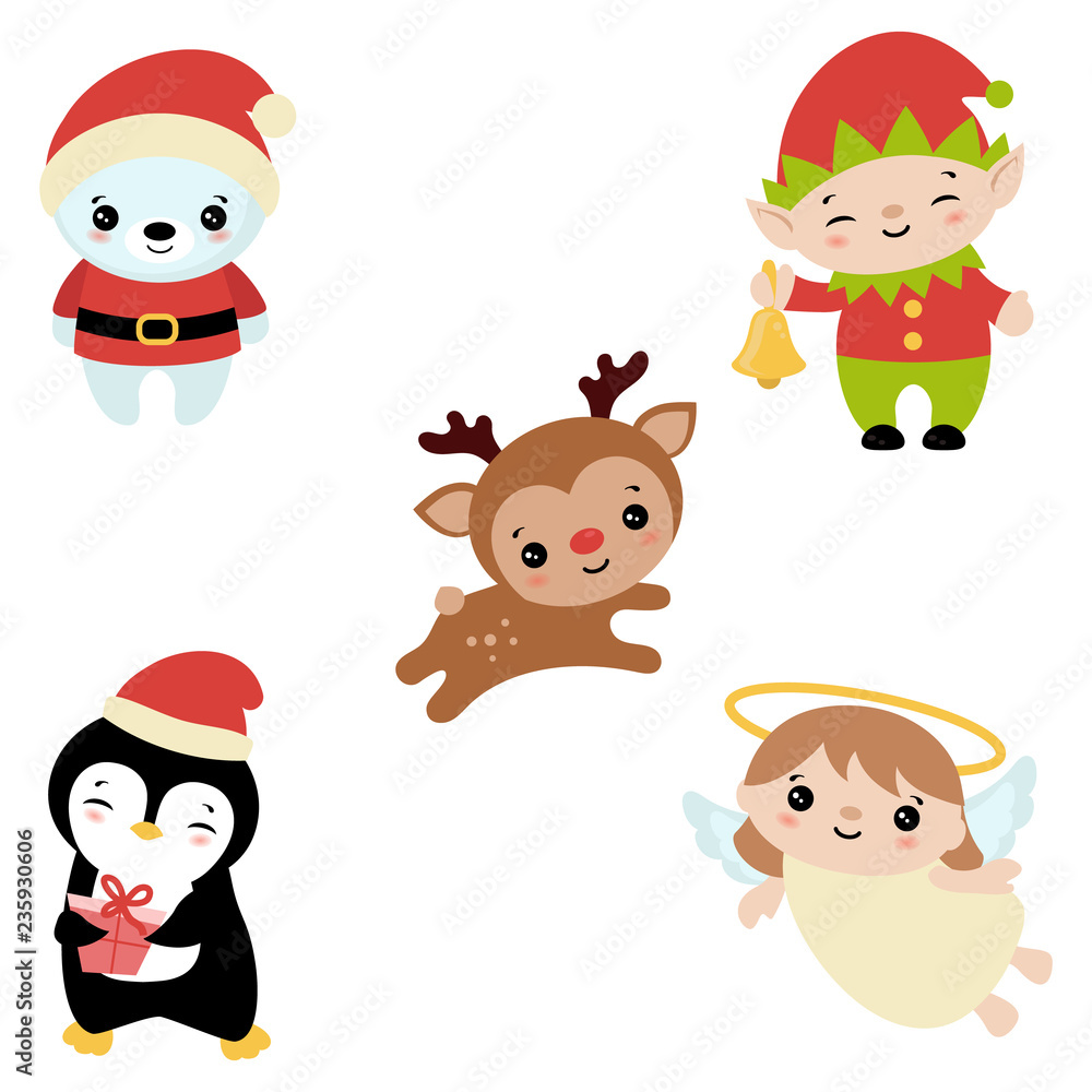 Obraz premium Set of christmas characters.