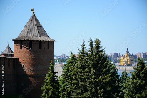 NIZHNY NOVGOROD, RUSSIA - JUNE 25, 2018: View to the Kremlin from Chkalov Stairs in the center of Nizhny Novgorod photo