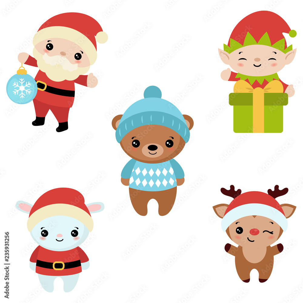 Set of christmas characters. Set of christmas characters.