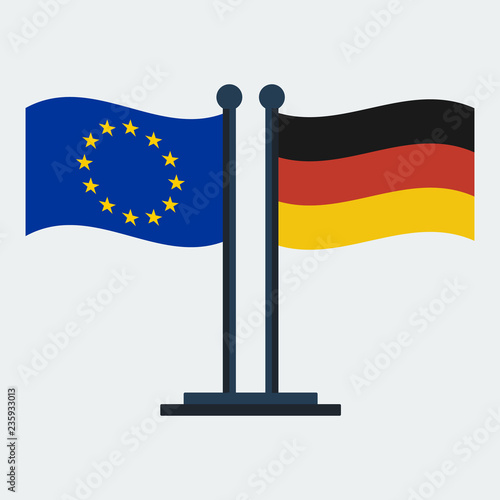 Flag Of Germany And European Union.Flag Stand. Vector Illustration