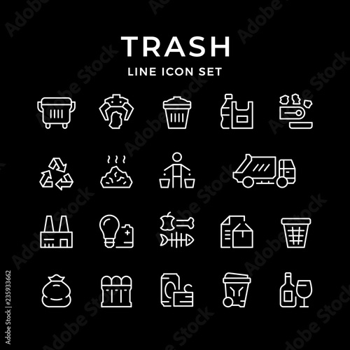 Set line icons of trash