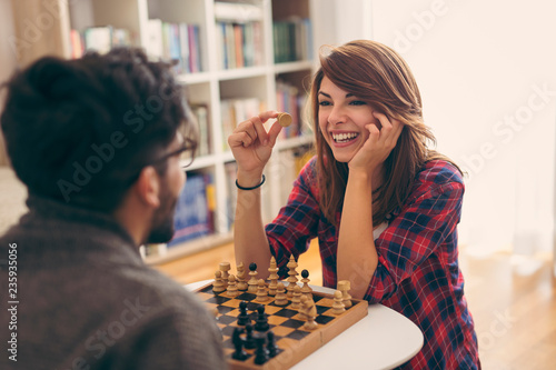 Couple playing chess