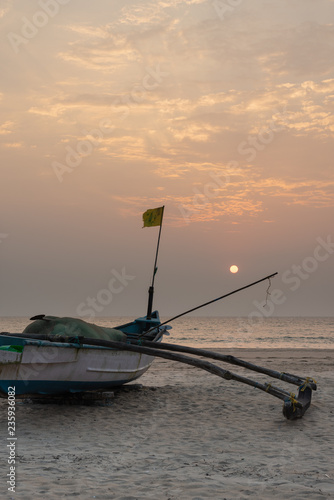 Tranquil view of the sunset from a fishing boat in Goa, India