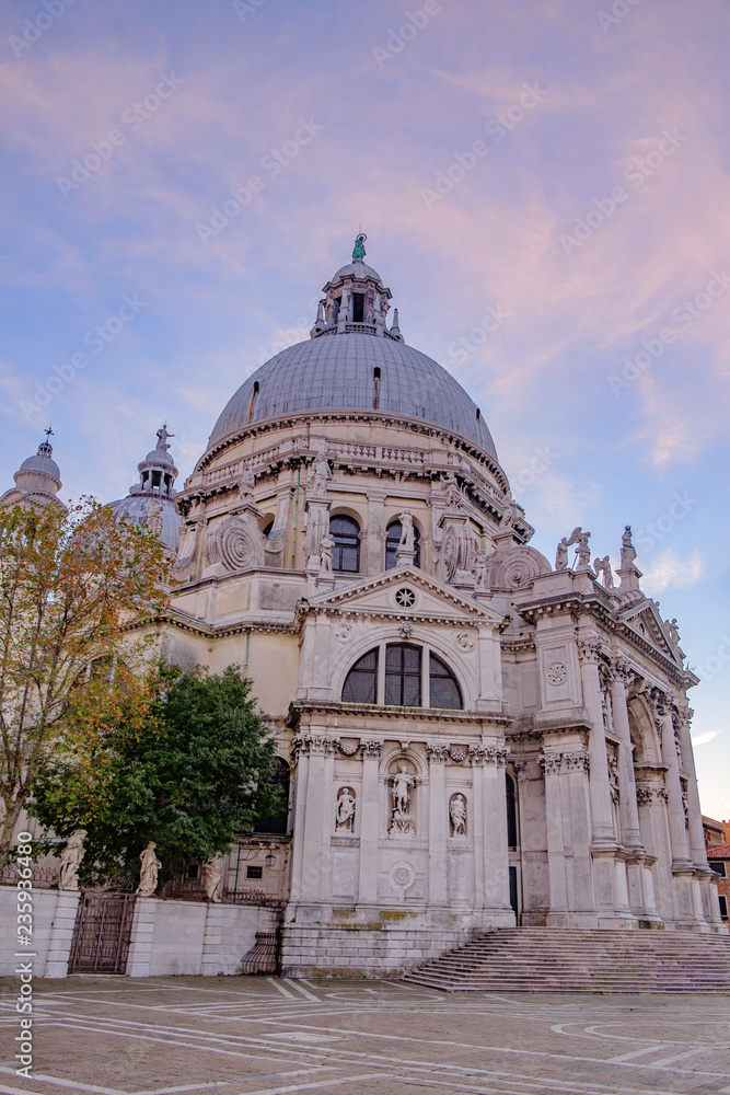 Scenic view of Basilica of Santa Maria dela Salute  in ancient touristic town Venice in Italy