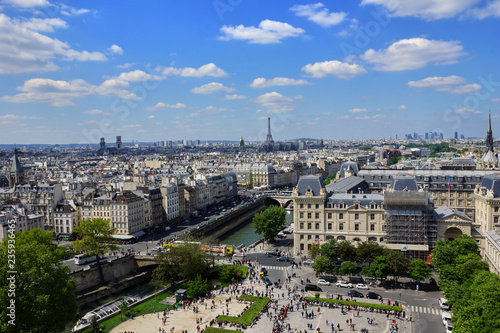 Panoramic view of Paris from Notre Dame of Paris