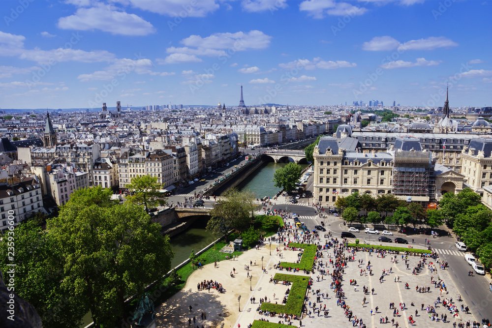 Panoramic view of Paris from Notre Dame of Paris