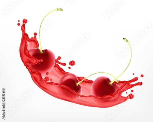 Fresh ripe cherry with juice