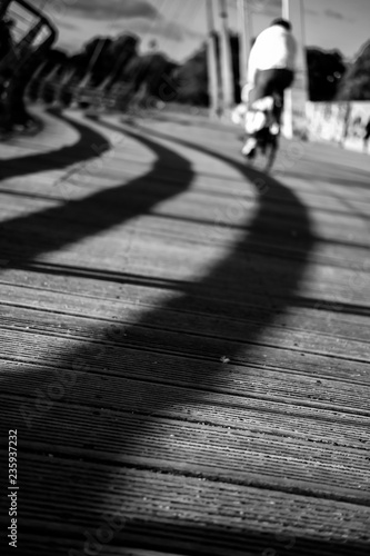 Cyclist using shadow as track