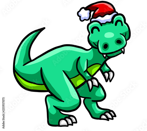 Happy Green Christmas T Rex