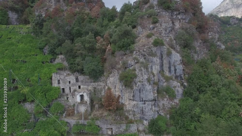 Amalfi coast high mountain panorama with drone aerial view Amalfi coast high mountain panorama with drone aerial view
