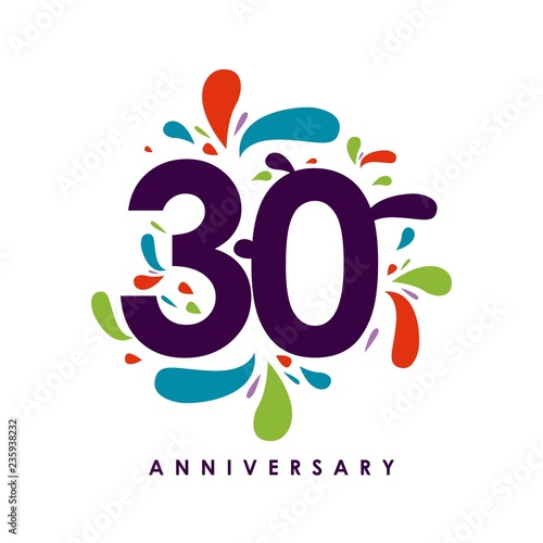 30 Year Anniversary Vector Template Design Illustration
