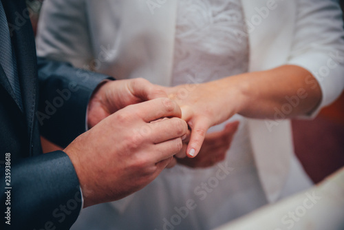 Wedding ceremony, bride and groom hands
