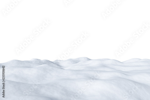White snowy field isolated on white background.