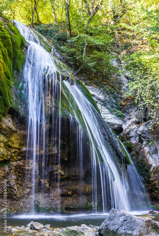 Fototapeta premium Djur-djur waterfall is located on the Ulu-Uzen river in the Crimea