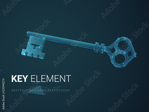 Abstract modern business background vector depicting importance with stars and lines in shape of a key on blue background.