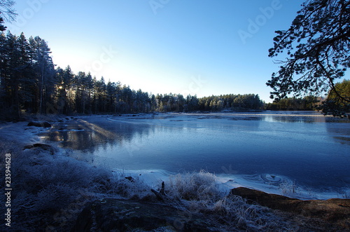 Frozen lake on a very cold winterday in Dalarna © Findus27