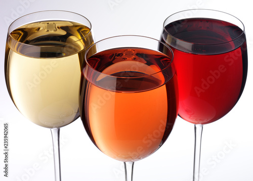 THREE GLASSES OF RED,WHITE AND ROSE WINE