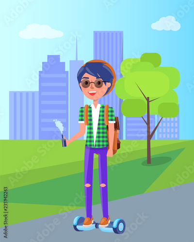 Girl Riding on Segway Personal Transporter in Park