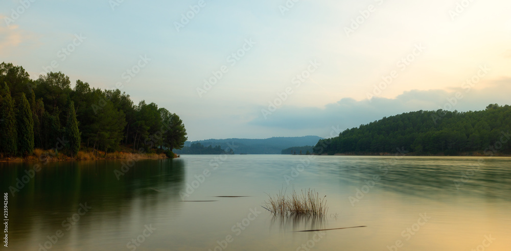 Sunset in the sichar reservoir of Castellon