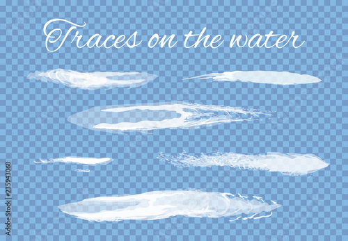 Traces on Water Splashes Set Transparent Vector