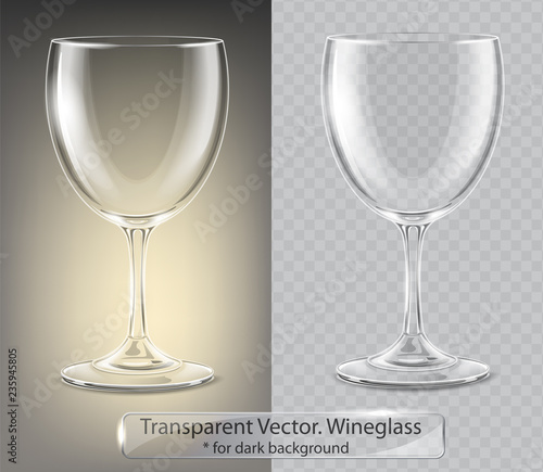 Transparent vector wineglass for dark background