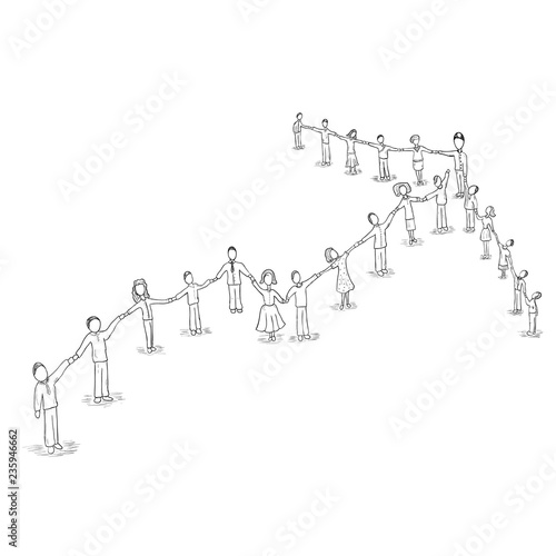 Diagram arrow of people that goes up. Vector illustration.