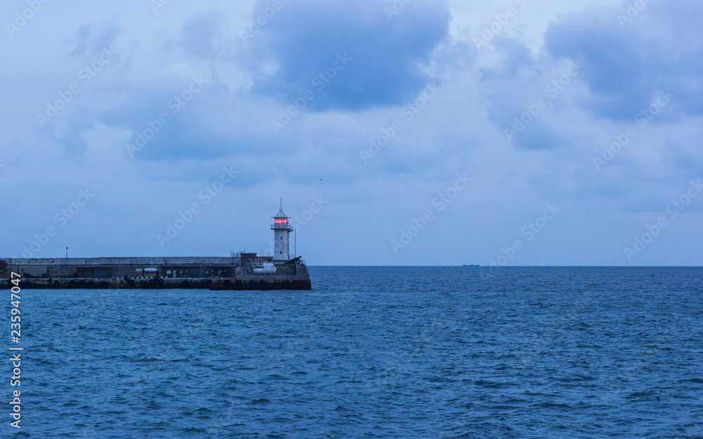 Lighthouse in the Crimea in Yalta on the Black Sea coast
