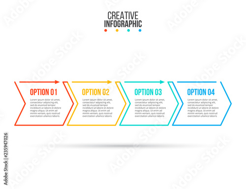 Thin line flat elements for infographic. Template for diagram, graph, presentation and chart. Business concept with 4 options, parts, steps or processes.